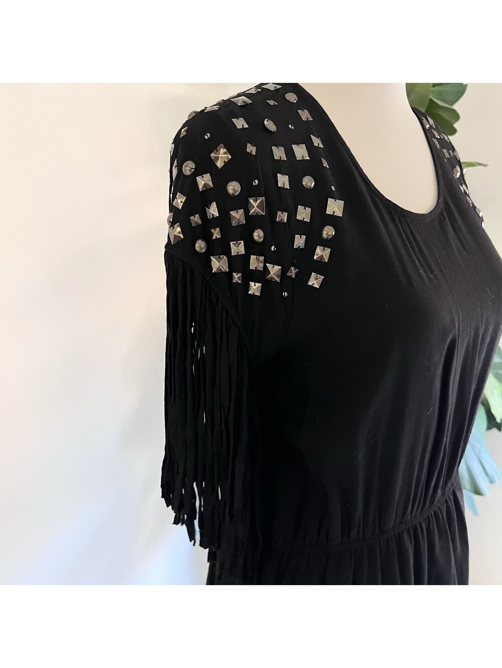 Ariat (S) Western Dress Black Fringe Beaded Studs Cowgirl Rodeo Festival Mesas